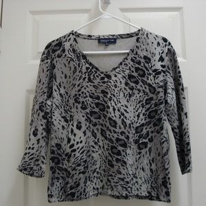 Jones NY Signature 3/4 Sleeve Animal Print Top Lrg